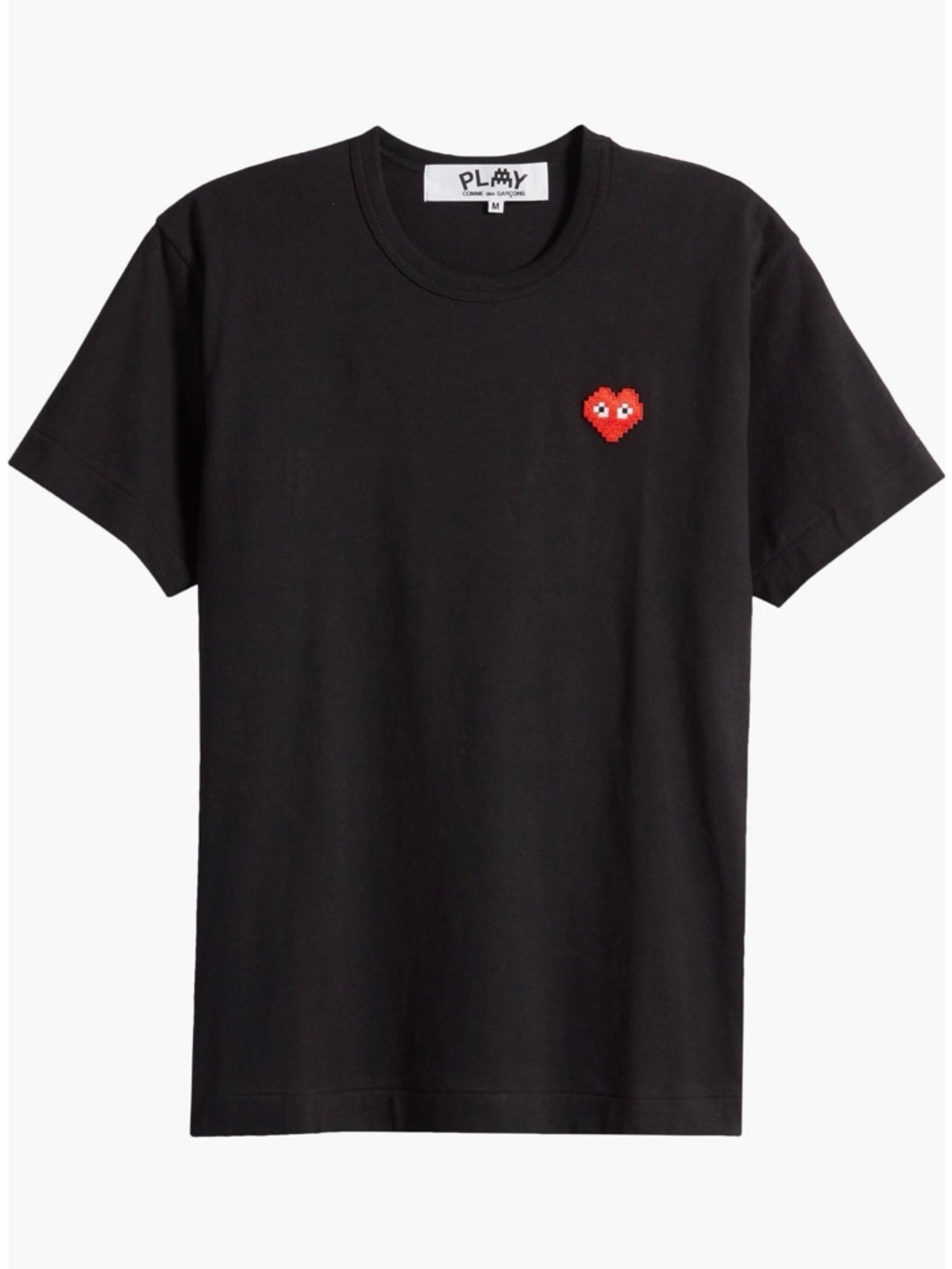Comme des Garçons Play Tshirt Black Red Heart Pixel Edition